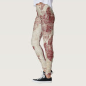 Rustikaler Rosa Blumen-Leinenstoff-Muster (1) Leggings (Links)