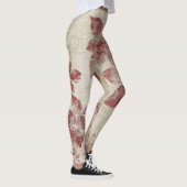 Rustikaler Rosa Blumen-Leinenstoff-Muster (1) Leggings (Rechts)