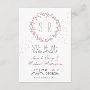 Rustikaler rosa Blumenkranz Hochzeit Save The Date