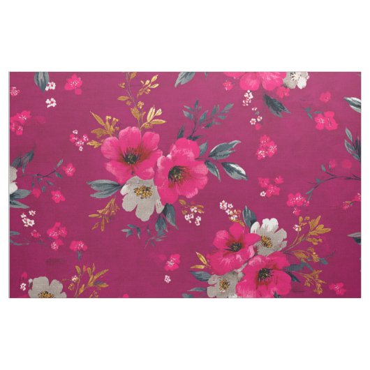 Rustikaler Rosa Botanischer Kühner Boho-Blumenstof Stoff (Yard (91,4 cm))