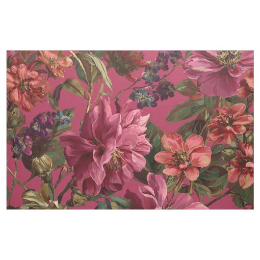 Rustikaler Rosa Botanischer Kühner Boho Blumenstof Stoff (Yard (91,4 cm))