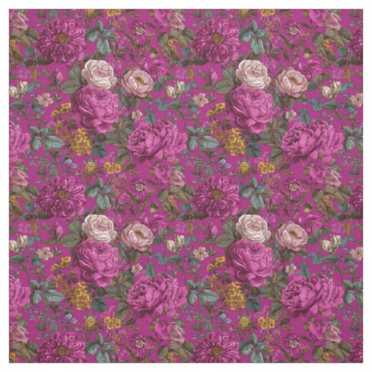 Rustikaler Rosa Botanischer Kühner Boho Blumenstof Stoff (Muster)