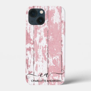 Rustikaler rosa Chippy Wood Shabby Chic Name Case-Mate iPhone Hülle