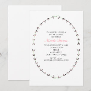 Rustikaler rosa Herz-Reben-Rahmen Junggesellinnena Einladung