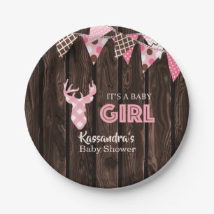 Rustikaler rosa karierter pappteller