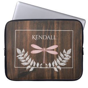 Rustikaler Rosa Libelle Personalisierter Laptop-Si Laptopschutzhülle