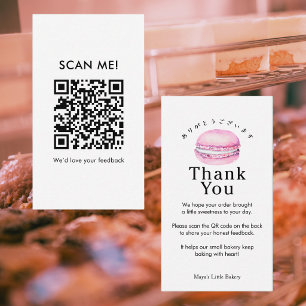 Rustikaler rosa Macaron QR-Code für Bewertungen Visitenkarte