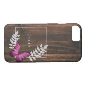 Rustikaler Rosa Schmetterling Personalisiert Case-Mate iPhone Hülle (Rückseite (Horizontal))