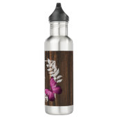 Rustikaler Rosa Schmetterling Personalisiert Edelstahlflasche (Rechts)
