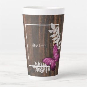 Rustikaler Rosa Schmetterling Personalisiert Latte Milchtasse