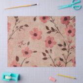 Rustikaler Rosé-Blumen-Leinen-Muster (4) Seidenpapier (Basteln)