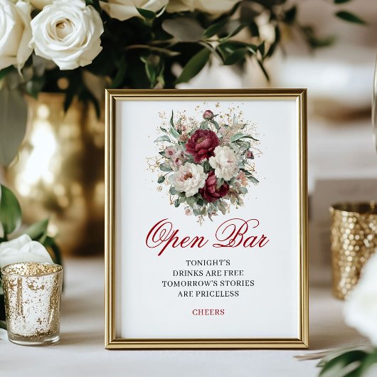 Rustikaler Rosé-Burgunder-Open-Bar-Plakat-Dekor Poster