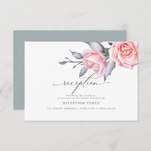 Rustikaler Rosenrosen-Empfang Einladung (Vorne/Hinten)