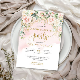 Rustikaler Rosenrosen Rosengold Junggeselinnen-Abs Einladung