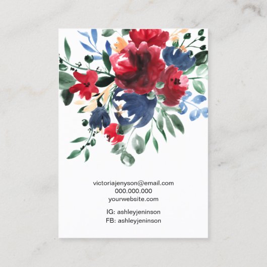 Rustikaler Rot Blumen Logo Schmuck Ohrring Halsket Visitenkarte (Rückseite)