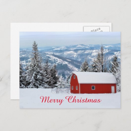 Rustikaler Roter Barn Schnee Weihnachten Winterurl (Vorne/Hinten)