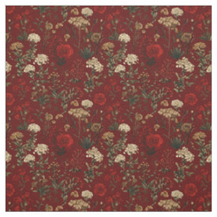 Rustikaler roter botanischer, kühner, vintage-boho stoff