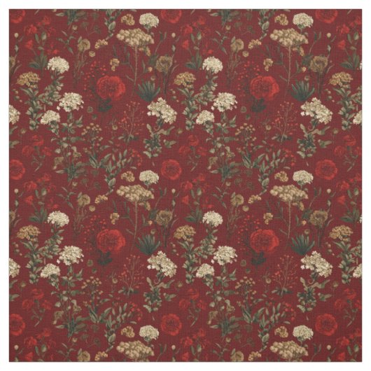 Rustikaler roter botanischer, kühner, vintage-boho stoff (Muster)