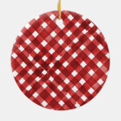 Rustikaler Roter Gingham Noël Keramik Ornament (Hinten)