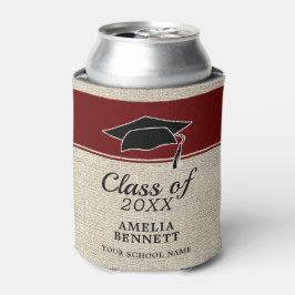 Rustikaler Roter Glückwunsch Graduate Cap Abschlus Dosenkühler