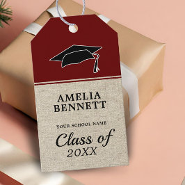 Rustikaler Roter Glückwunsch Graduate Cap Abschlus Geschenkanhänger