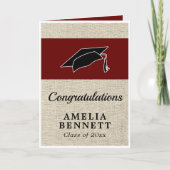 Rustikaler Roter Glückwunsch Graduate Cap Abschlus Karte (Vorderseite)
