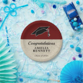 Rustikaler Roter Glückwunsch Graduate Cap Abschlus Pappteller (Party)