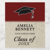 Rustikaler Roter Glückwunsch Graduate Cap Abschlus Weinetikett (Einzelnes Label)