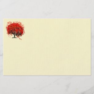 Rustikaler Roter Herz-Leaf-Baum Briefpapier