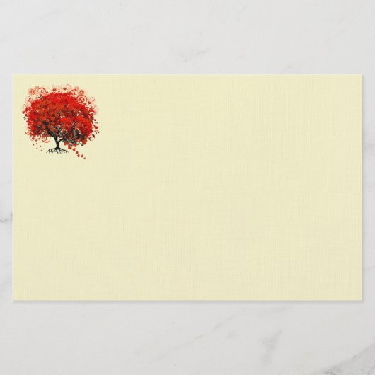 Rustikaler Roter Herz-Leaf-Baum Briefpapier (Vorderseite)