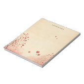 Rustikaler Roter Herzbaum Valentinstag personalisi Notizblock (Rotiert)