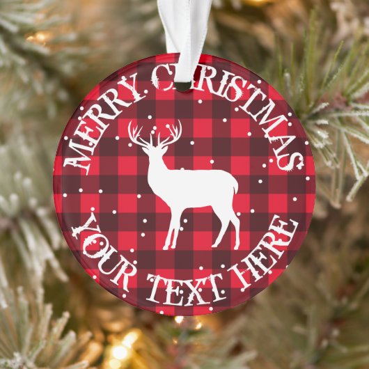 Rustikaler roter Holzfäller Büffel Karo Hirsch Wei Ornament (Baum)
