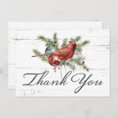 Rustikaler Roter Kardinal Wasserfarbenurlaub Dankeskarte (Vorne/Hinten)