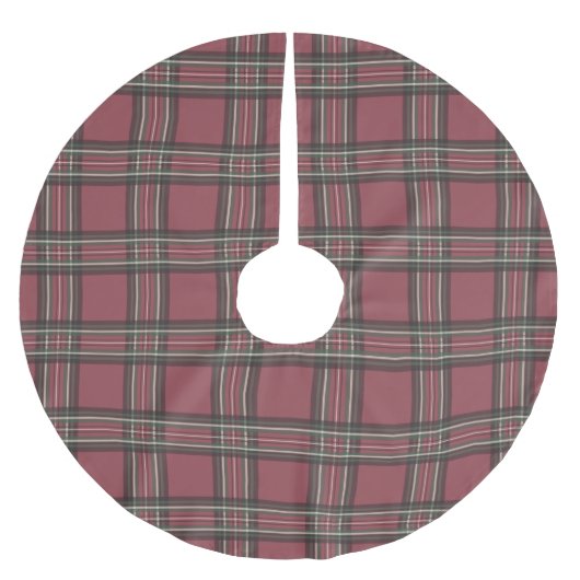 Rustikaler roter karierter Baumskirtzen Polyester Weihnachtsbaumdecke (Vorderseite)