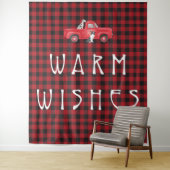 Rustikaler Roter Karo Karierter Lkw Hundeschlitten Wandteppich (Beispiel)