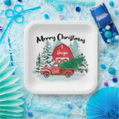 Rustikaler roter LKW Bauernhof Weihnachten Platz W Pappteller (Party)
