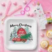 Rustikaler roter LKW Bauernhof Weihnachten Platz W Pappteller (Party)
