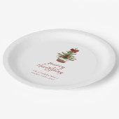 Rustikaler roter Schleifen-Weihnachtsbaum-Feiertag Pappteller (Schrägansicht)