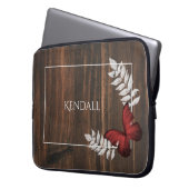 Rustikaler Roter Schmetterling Personalisierter La Laptopschutzhülle (Vorderseite Links)