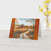 Rustikaler Roter Stall Herbstillustrierung Ernteda Karte (Gelbe Blume)