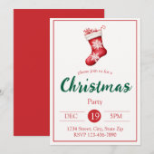 Rustikaler Roter Strumpf Einladung | Bauernhof (Vorne/Hinten)