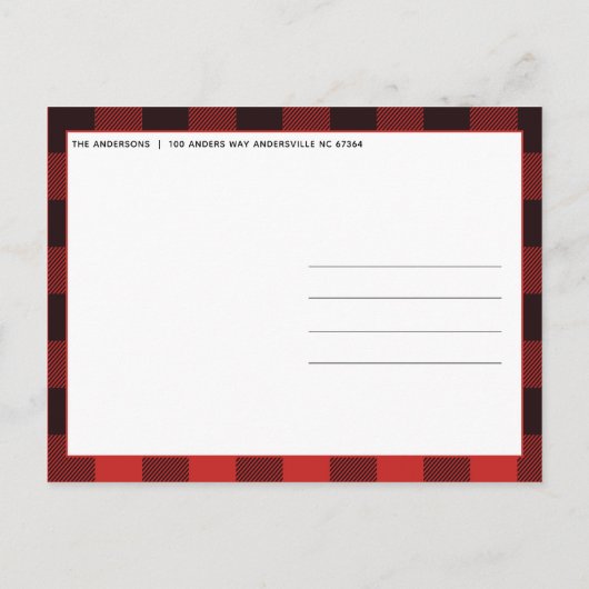 Rustikaler roter u. schwarzer ankündigungspostkarte (Rückseite)