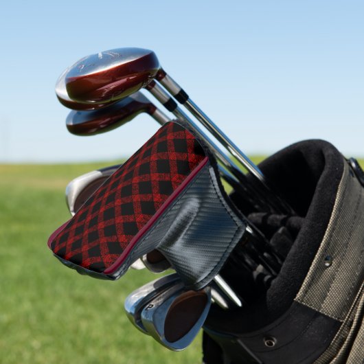 Rustikaler roter und schwarzer Tartan mit geprägte Golf Headcover (In Situ)