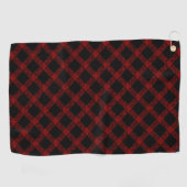 Rustikaler roter und schwarzer Tartan mit geprägte Golfhandtuch (Horizontal)