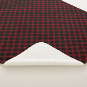 Rustikaler roter und schwarzer Tartan mit geprägte Sherpadecke