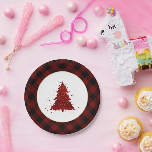 Rustikaler Roter Weihnachtsbaum Modernes Buffalo K Pappteller (Party)