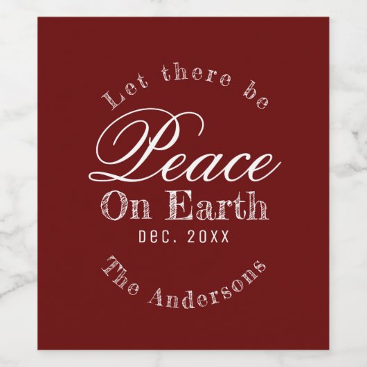 Rustikaler Roter Weltfrieden Personalisiert Weinetikett (Einzelnes Label)