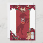 Rustikaler Roter Western Charro Quinceañera Einlad Einladung (Rückseite)