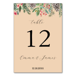 Rustikaler Rotholz- und Tannenkegel Tischnummer