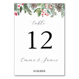 Rustikaler Rotholz- und Tannenkegel Tischnummer